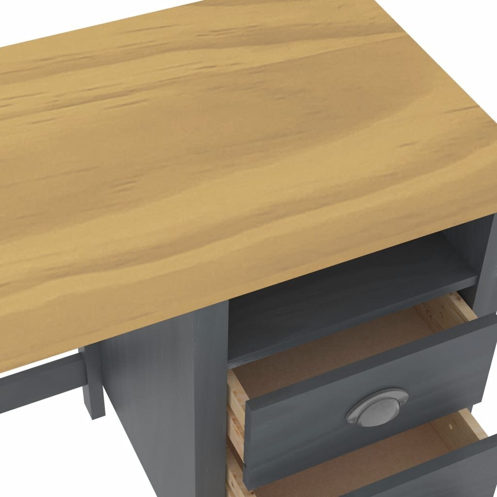 vidaXL Työpöytä Hill 3 laatikolla harmaa 120x50x74 cm täysi mänty hinta ja tiedot | Tietokonepöydät ja työpöydät | hobbyhall.fi