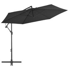 vidaXL Riippuva aurinkovarjo alumiinipylväällä 300 cm musta hinta ja tiedot | Aurinkovarjot ja markiisit | hobbyhall.fi