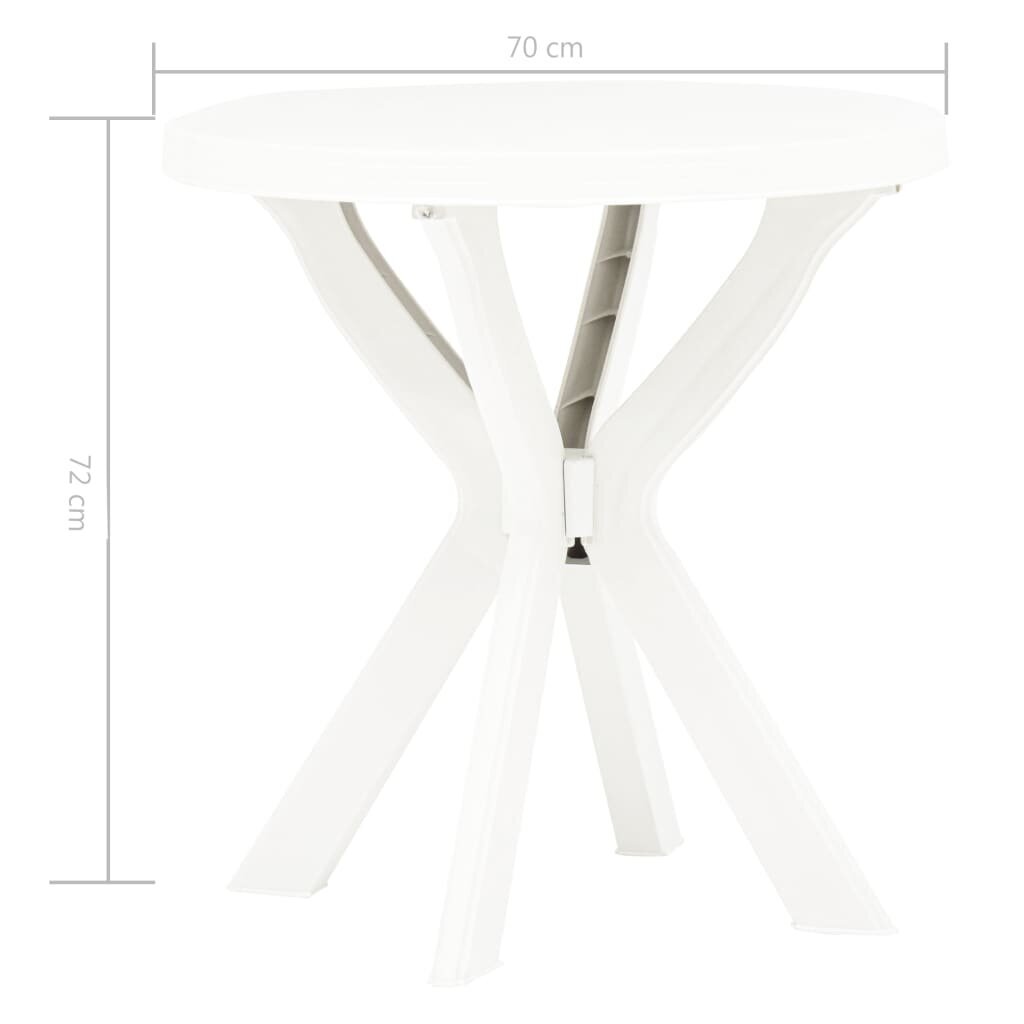 vidaXL Bistropöytä valkoinen Ø70 cm muovi hinta ja tiedot | Puutarhapöydät | hobbyhall.fi