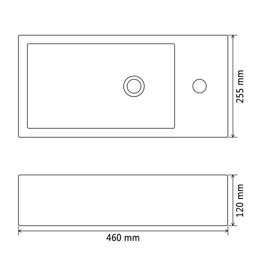 vidaXL Suorakulmainen pesuallas hanareiällä keramia musta 46x25,5x12cm hinta ja tiedot | Pesualtaat | hobbyhall.fi