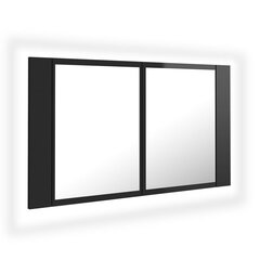 vidaXL Kylpyhuoneen LED peilikaappi korkeak. musta 80x12x45 cm akryyli hinta ja tiedot | Kylpyhuonekaapit | hobbyhall.fi