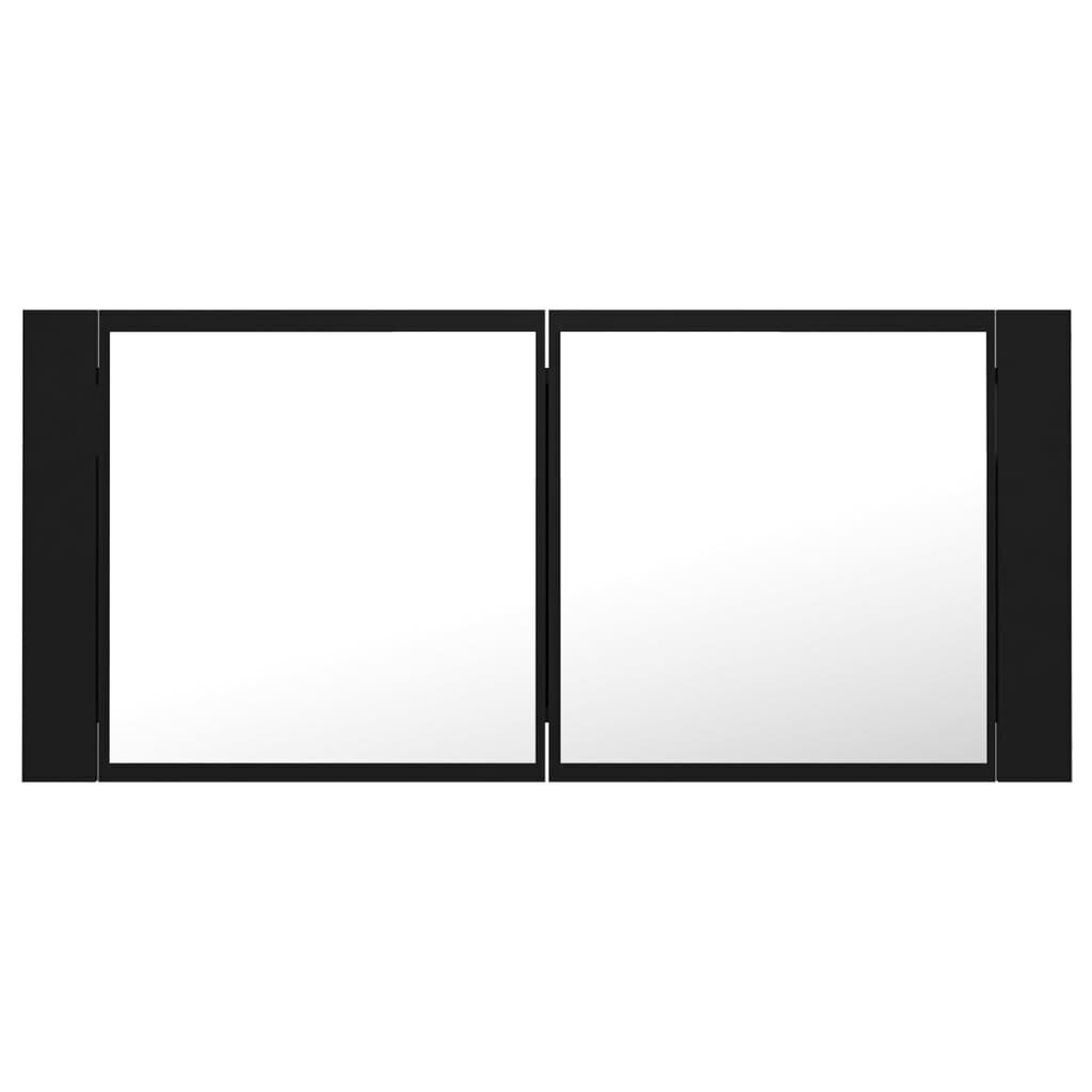 vidaXL Kylpyhuoneen LED peilikaappi musta 100x12x45 cm akryyli hinta ja tiedot | Kylpyhuonekaapit | hobbyhall.fi