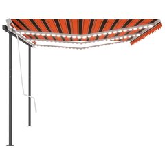 vidaXL Sisäänkelattava markiisi LED/tuulisensori 6x3 m oranssiruskea hinta ja tiedot | Aurinkovarjot ja markiisit | hobbyhall.fi