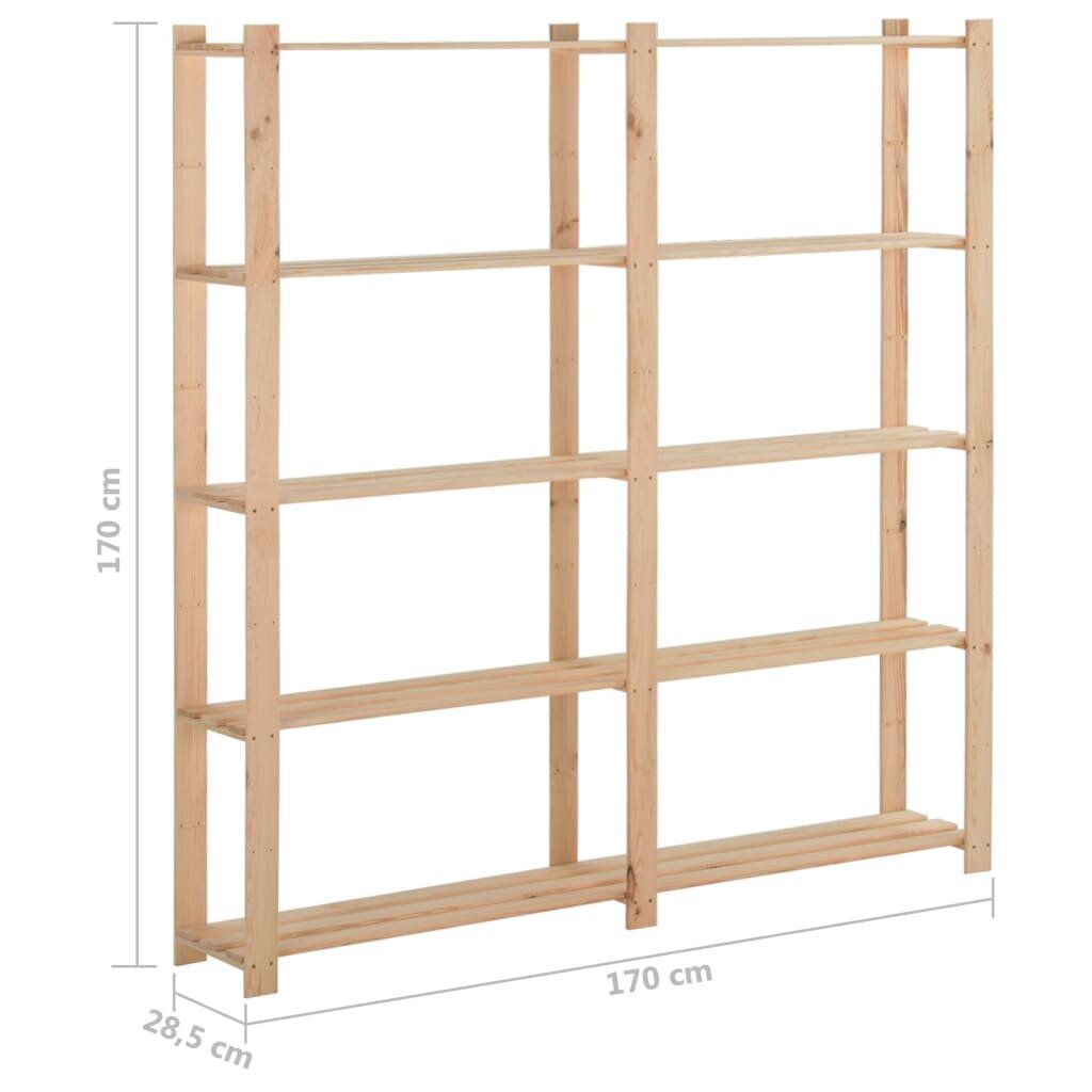 vidaXL 5-kerroksinen varastohylly 170x28,5x170 cm täysi mänty hinta ja tiedot | Varastohyllyt | hobbyhall.fi