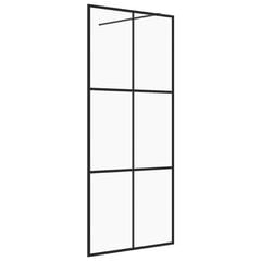 vidaXL Walk-in suihkun seinäke kirkas ESG-lasi 90x195 cm musta hinta ja tiedot | Suihkuseinät ja -ovet | hobbyhall.fi