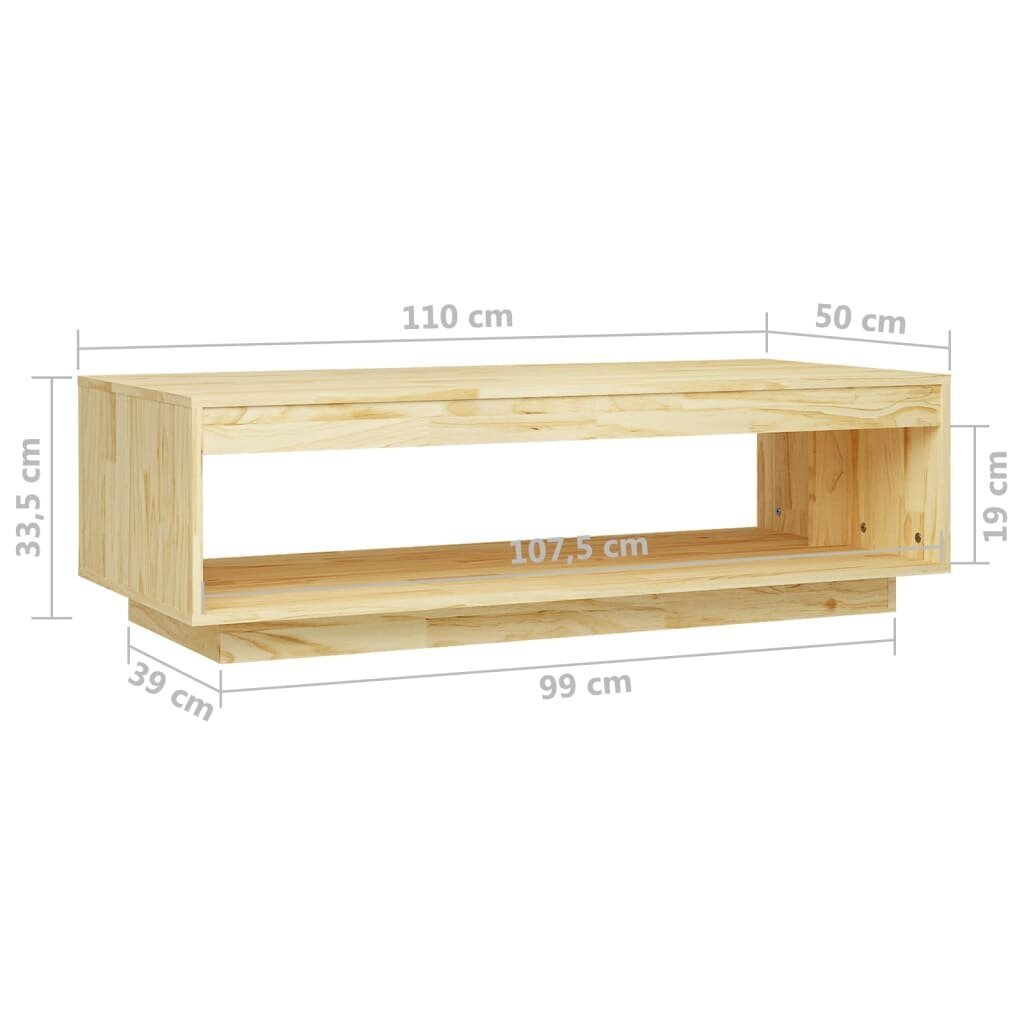 vidaXL Sohvapöytä 110x50x33,5 cm täysi mänty hinta ja tiedot | Sohvapöydät | hobbyhall.fi