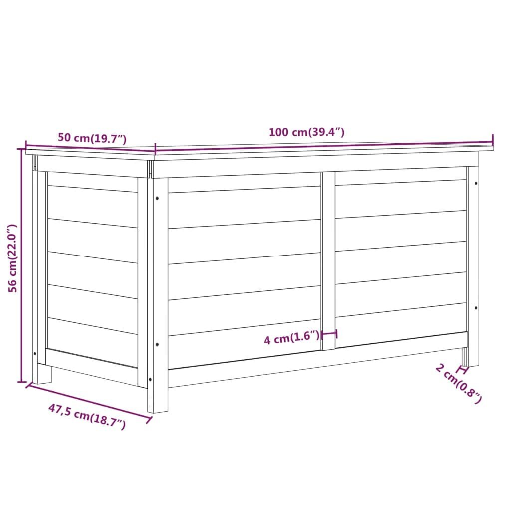 vidaXL Ulkotyynylaatikko 100x50x56 cm täysi kuusi hinta ja tiedot | Säilytyslaatikot ja -korit | hobbyhall.fi