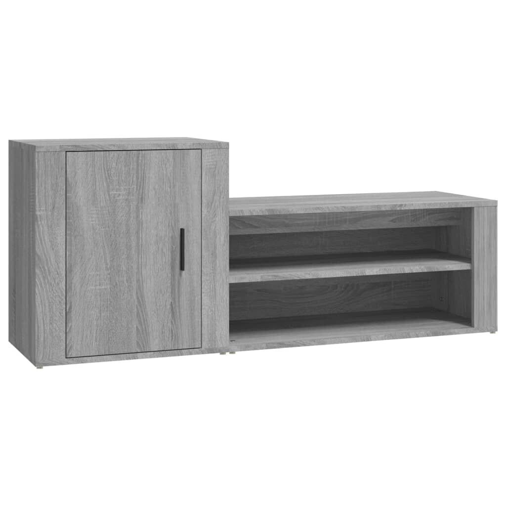 vidaXL Kenkäkaappi harmaa Sonoma 130x35x54 cm tekninen puu hinta ja tiedot | Kenkäkaapit ja -hyllyt | hobbyhall.fi