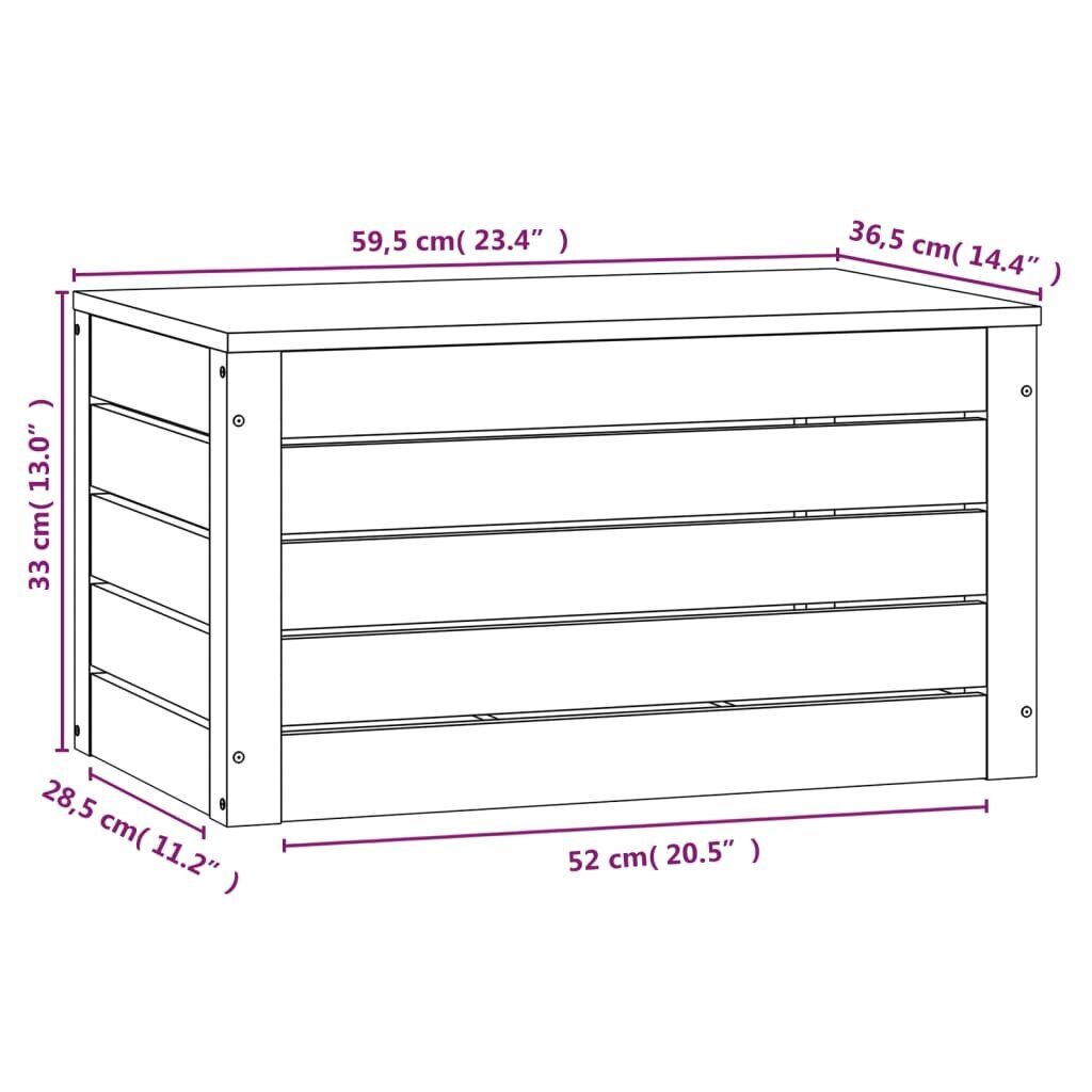 vidaXL Säilytyslaatikko valkoinen 59,5x36,5x33 cm täysi mänty hinta ja tiedot | Säilytyslaatikot ja -korit | hobbyhall.fi