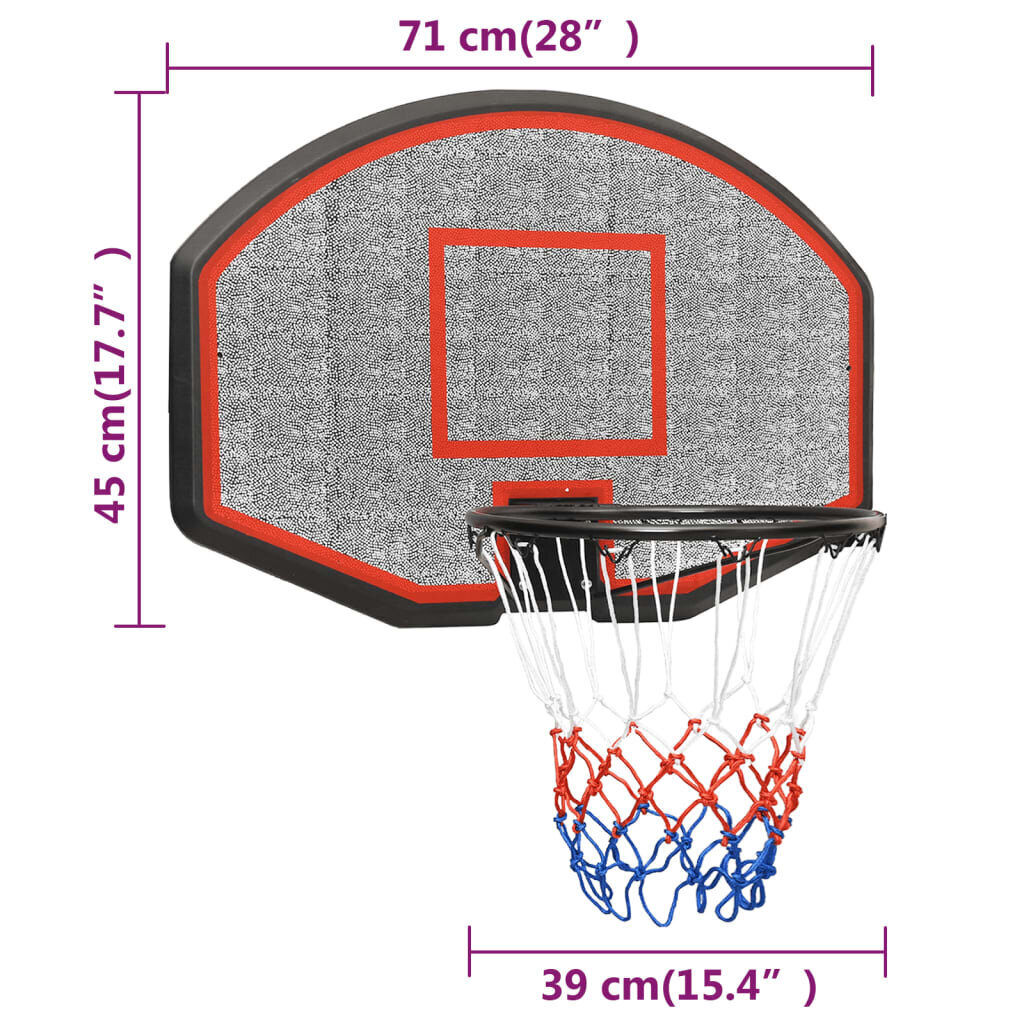 vidaXL Koripallolevy musta 71x45x2 cm polyeteeni hinta ja tiedot | Koripallokorit | hobbyhall.fi