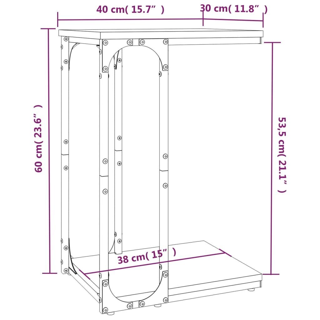 vidaXL Sivupöytä harmaa Sonoma 40x30x60 cm tekninen puu hinta ja tiedot | Sohvapöydät | hobbyhall.fi