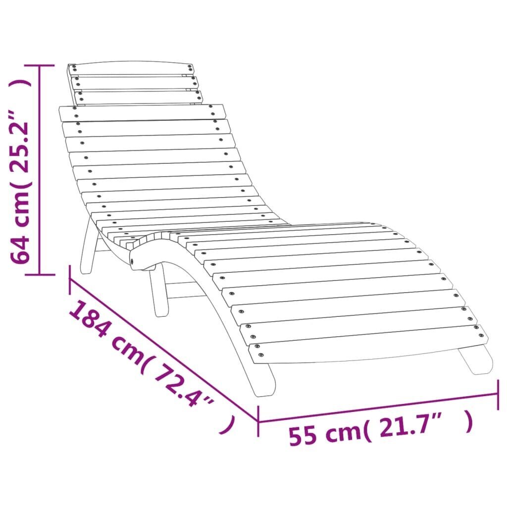 vidaXL Aurinkotuolit 2 kpl valkoinen 184x55x64 cm täysi akasiapuu hinta ja tiedot | Aurinkotuolit | hobbyhall.fi