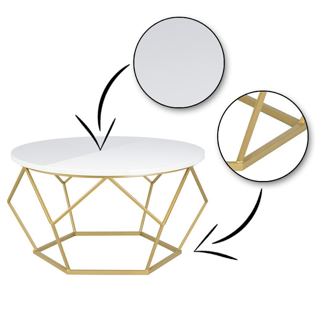 Diamond 70cm sohvapöytä kulta valkoinen hinta ja tiedot | Sohvapöydät | hobbyhall.fi