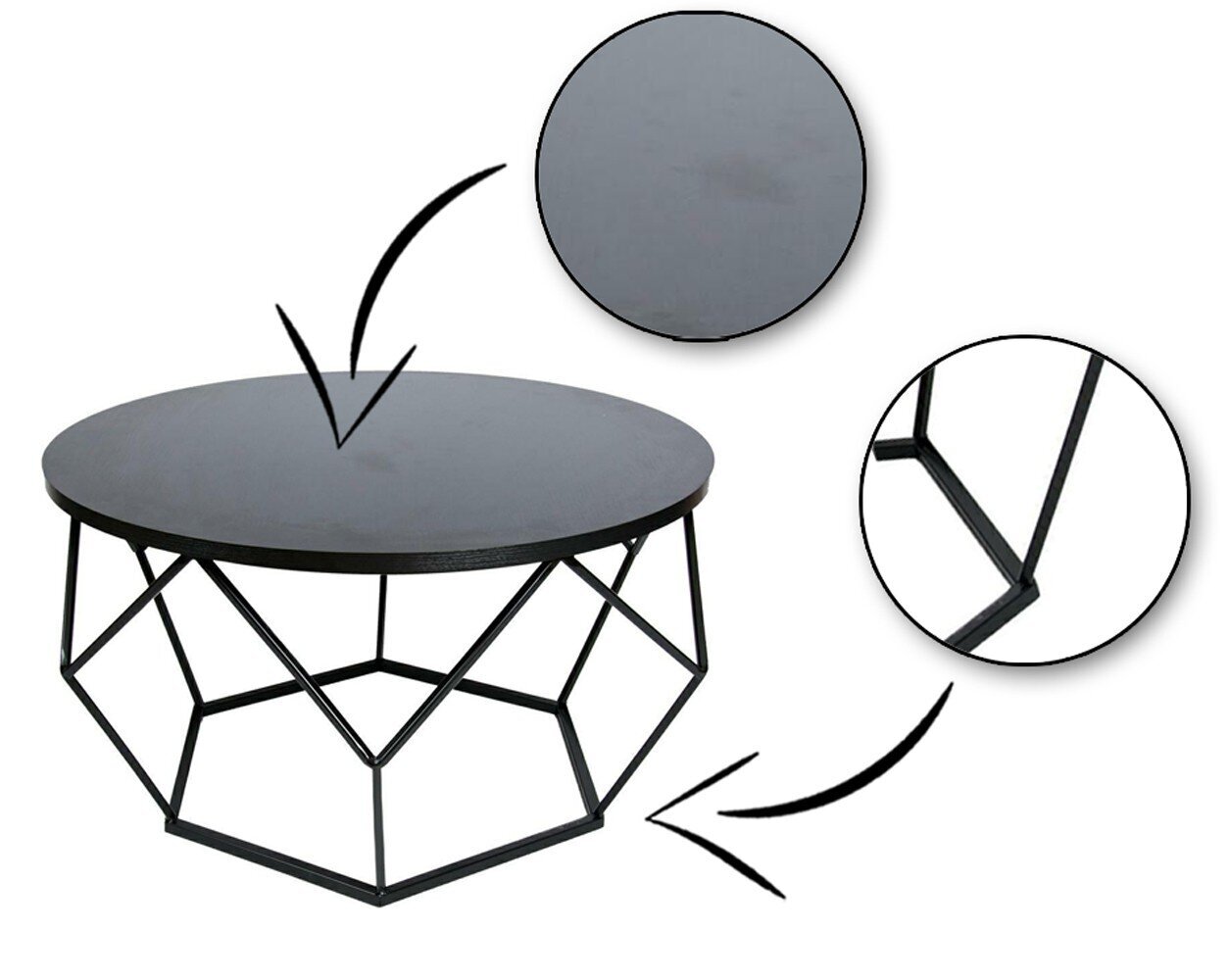Diamond sohvapöytä 70 cm musta hinta ja tiedot | Sohvapöydät | hobbyhall.fi