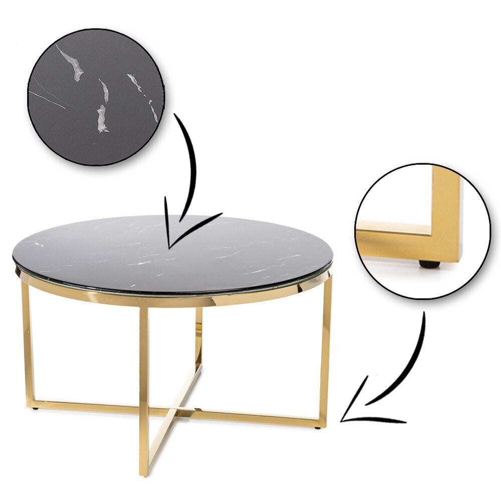 Sohvapöytä Vertigo Gold Black 80 cm hinta ja tiedot | Sohvapöydät | hobbyhall.fi