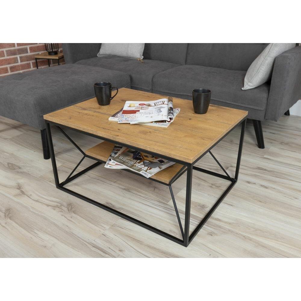 Sohvapöytä hyllyllä 80x60 cm BasicLoft hinta ja tiedot | Sohvapöydät | hobbyhall.fi