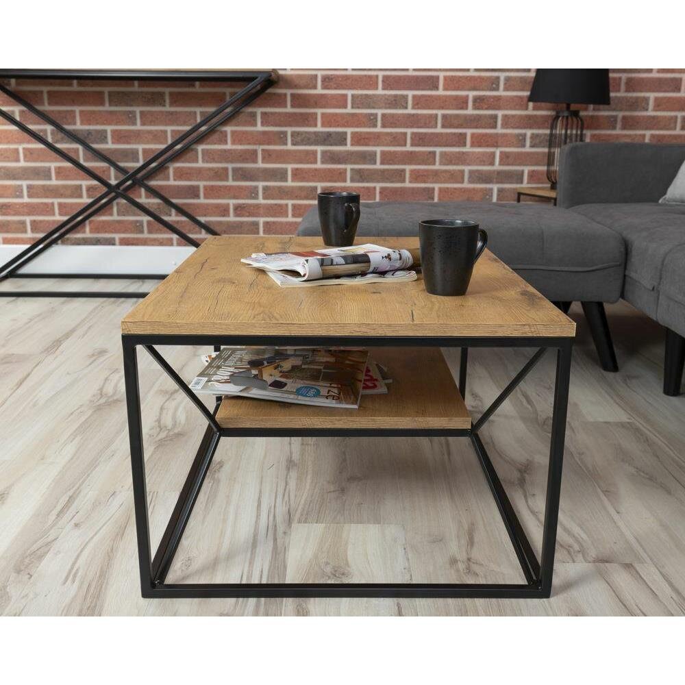 Sohvapöytä hyllyllä 80x60 cm BasicLoft hinta ja tiedot | Sohvapöydät | hobbyhall.fi