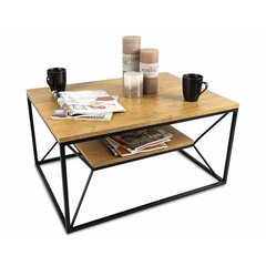 Sohvapöytä hyllyllä 80x60 cm BasicLoft hinta ja tiedot | Sohvapöydät | hobbyhall.fi