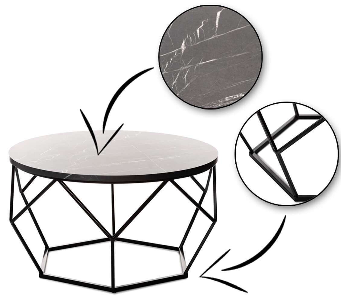 Sohvapöytä Diamond 70cm MARMUR musta hinta ja tiedot | Sohvapöydät | hobbyhall.fi