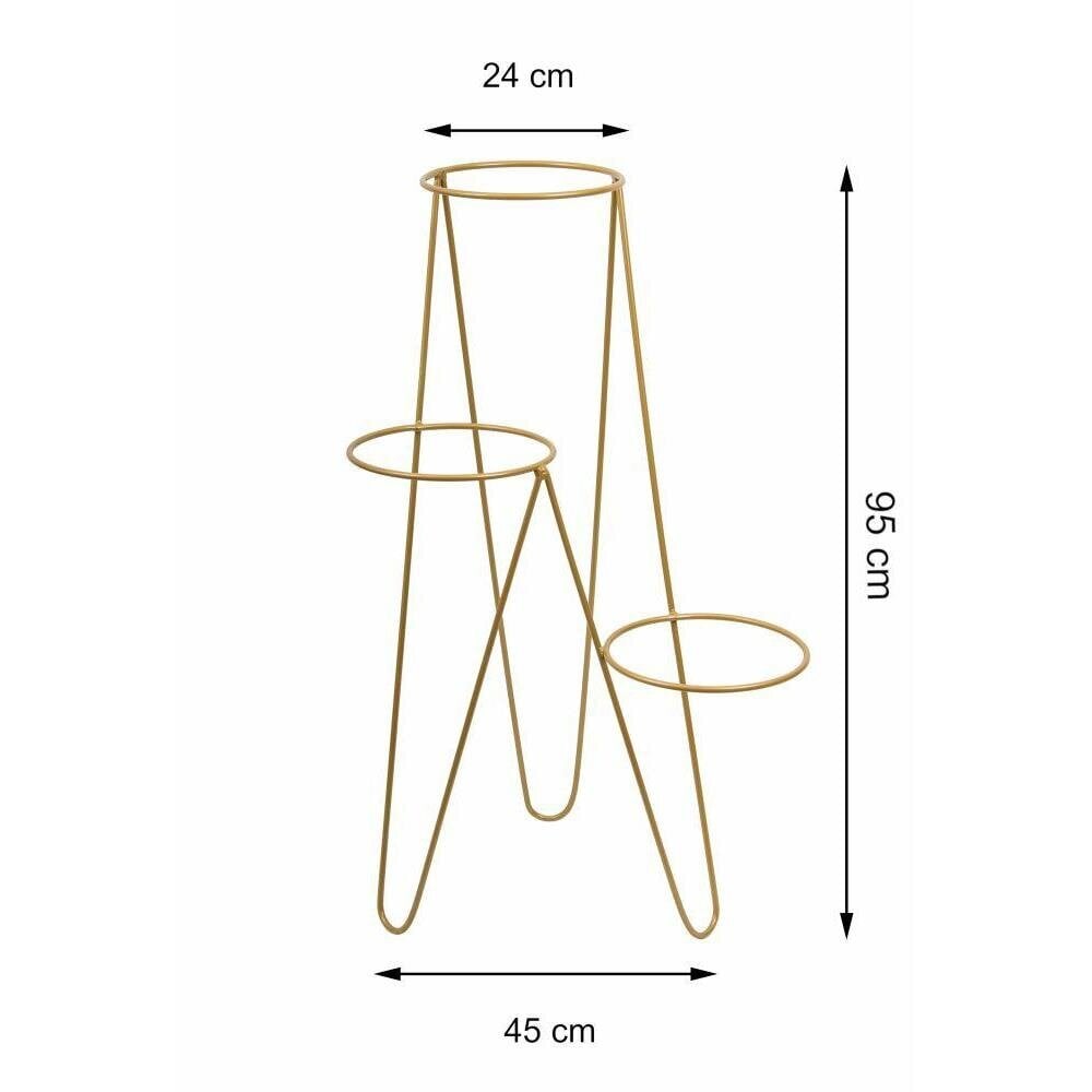 Moderni kolminkertainen kukkapenkki 95cm kulta hinta ja tiedot | Kukkatelineet ja kukkapöydät | hobbyhall.fi