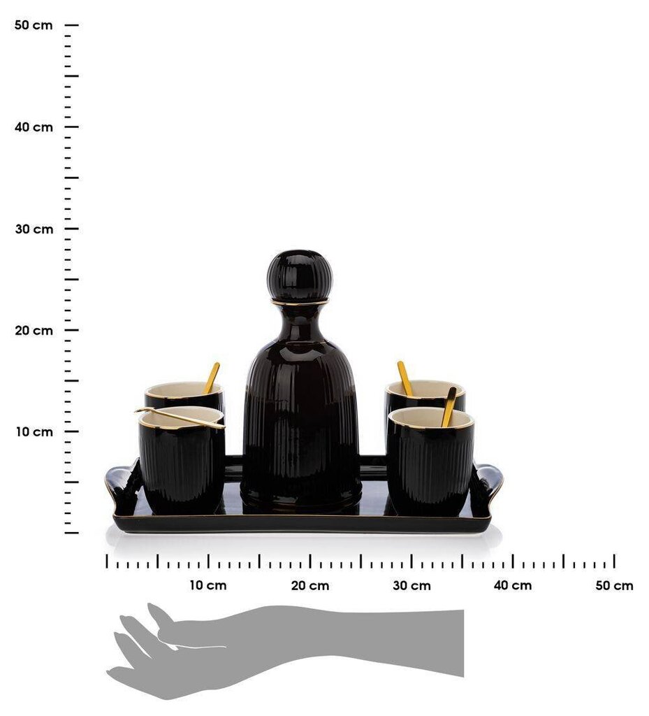 Kendi Musta karahvi, jossa on kupit ja tarjotin hinta ja tiedot | Lasit, mukit ja kannut | hobbyhall.fi