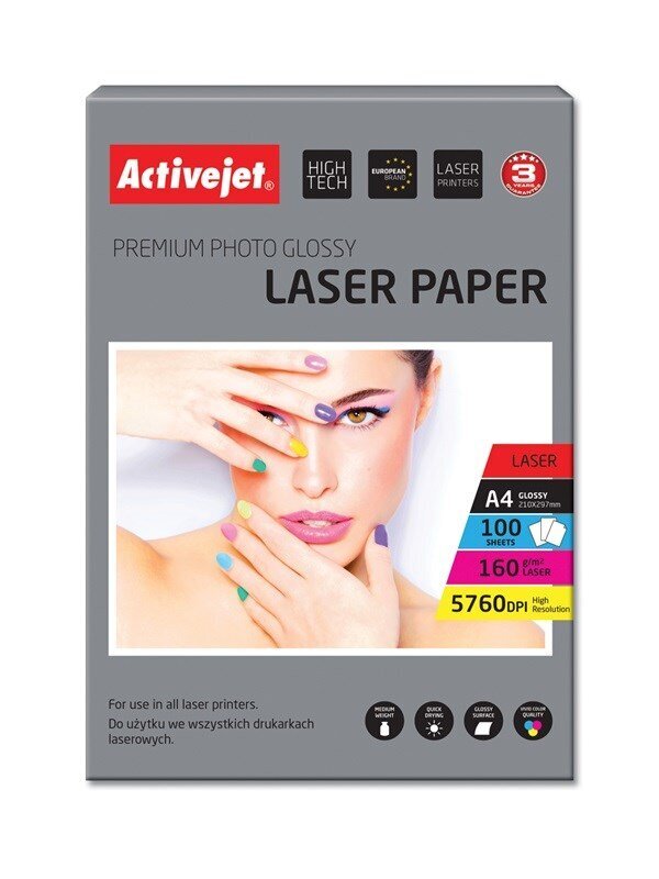 Activejet AP4-160G100L valokuvapaperi lasertulostimille; A4; 100 kpl. hinta ja tiedot | Tulostustarvikkeet | hobbyhall.fi