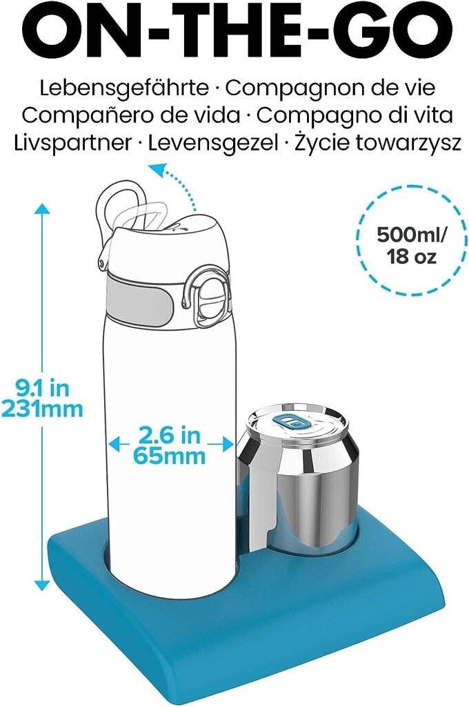 Lasten juomapullo, jossa on autoja Ion8, 500ml hinta ja tiedot | Juomapullot | hobbyhall.fi