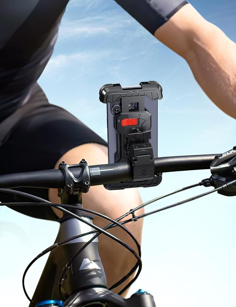 Grefay Bike Phone Holder Universal moottoripyöräpuhelimen pidike maantiepyörälle MTB skootterille, jossa on 360 kierto 4.7-7.2" älypuhelimelle hinta ja tiedot | Puhelintelineet | hobbyhall.fi