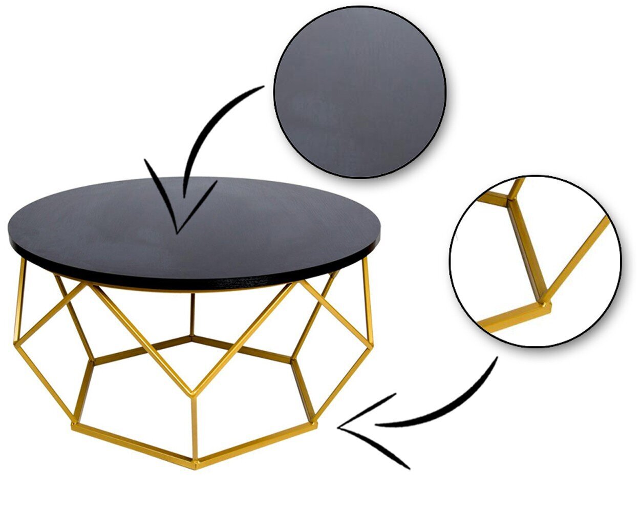 Diamond sohvapöytä 70 cm kulta musta hinta ja tiedot | Sohvapöydät | hobbyhall.fi