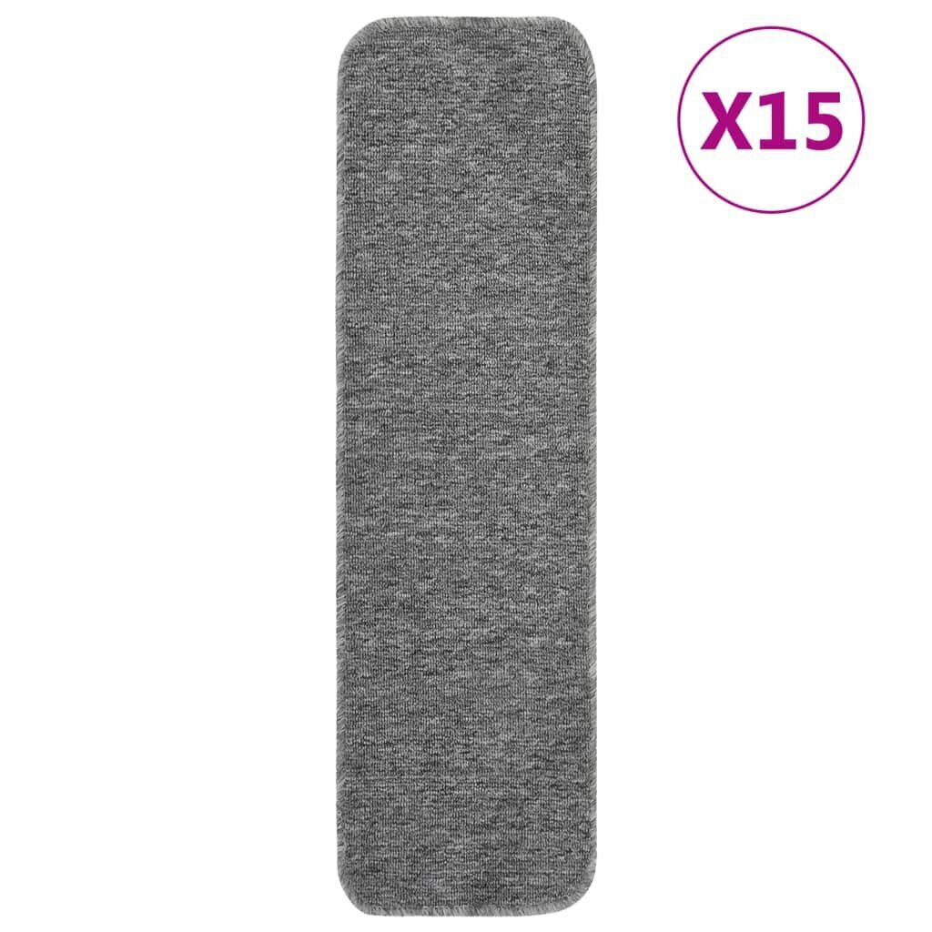 vidaXL Liukumattomat porrasmatot 15 kpl 75x20 cm harmaa suorakaide hinta ja tiedot | Isot matot | hobbyhall.fi