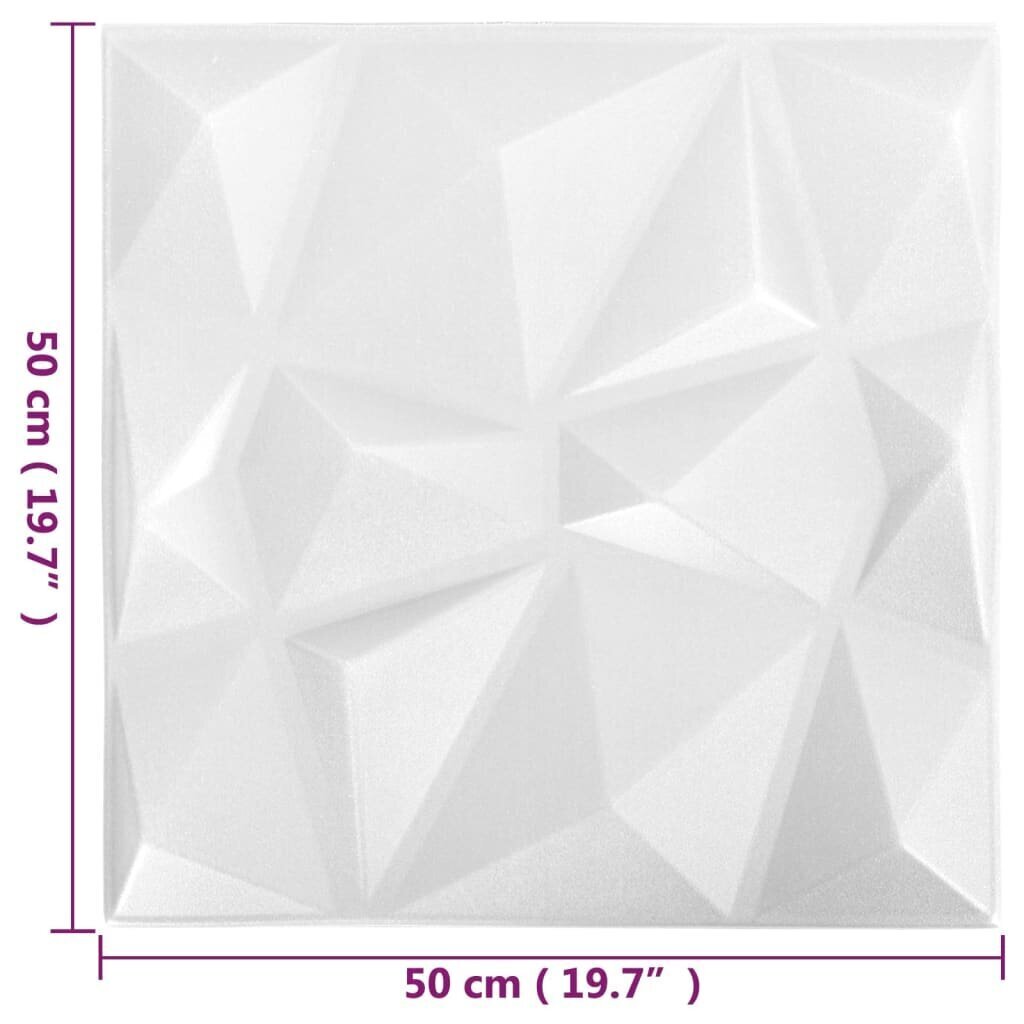 vidaXL 3D-seinäpaneelit 24 kpl 50x50 cm timantinvalkoinen 6 m² hinta ja tiedot | Sisustuspaneelit | hobbyhall.fi