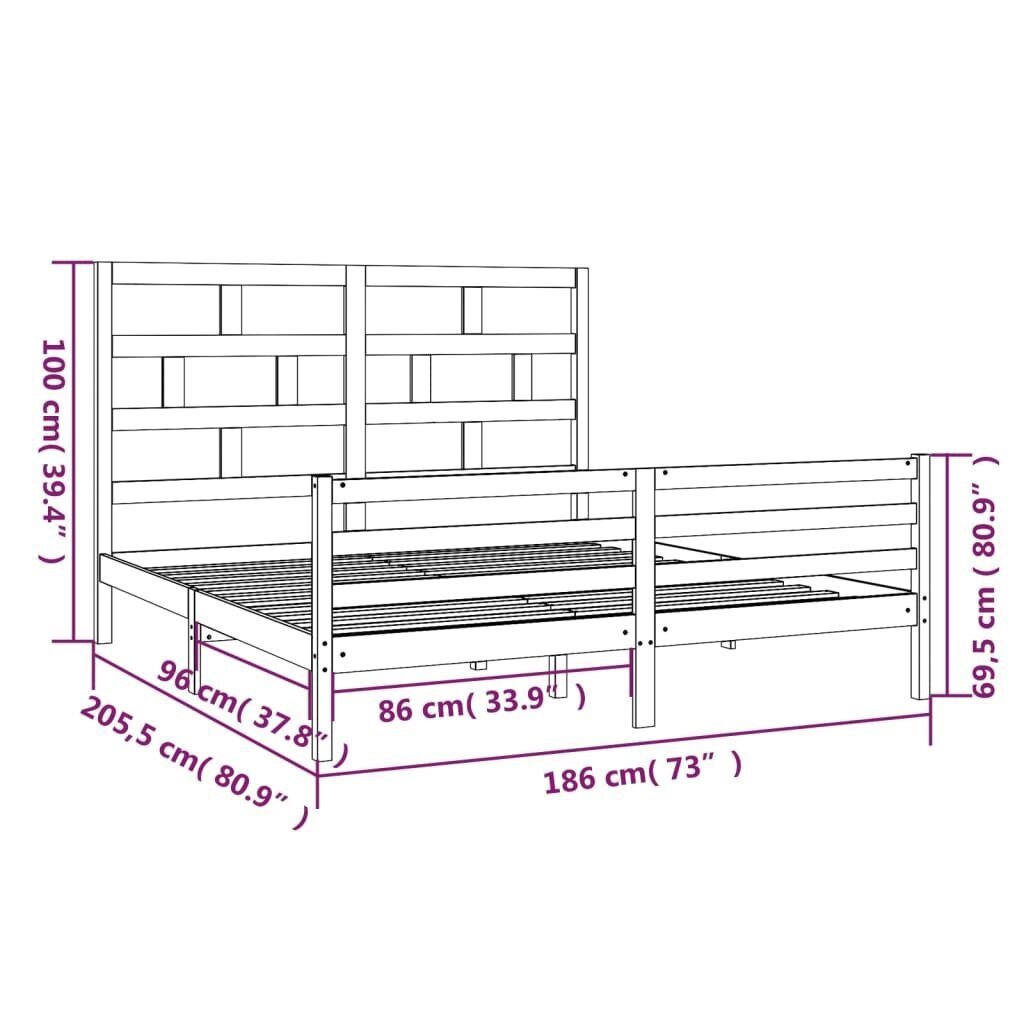 vidaXL Sängynrunko täysi puu 180x200 cm 6FT Super King hinta ja tiedot | Sängyt | hobbyhall.fi