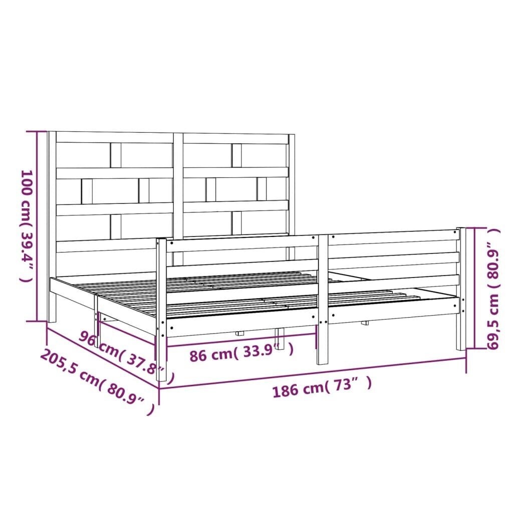 vidaXL Sängynrunko valkoinen täysi puu 180x200 cm 6FT Super King hinta ja tiedot | Sängyt | hobbyhall.fi