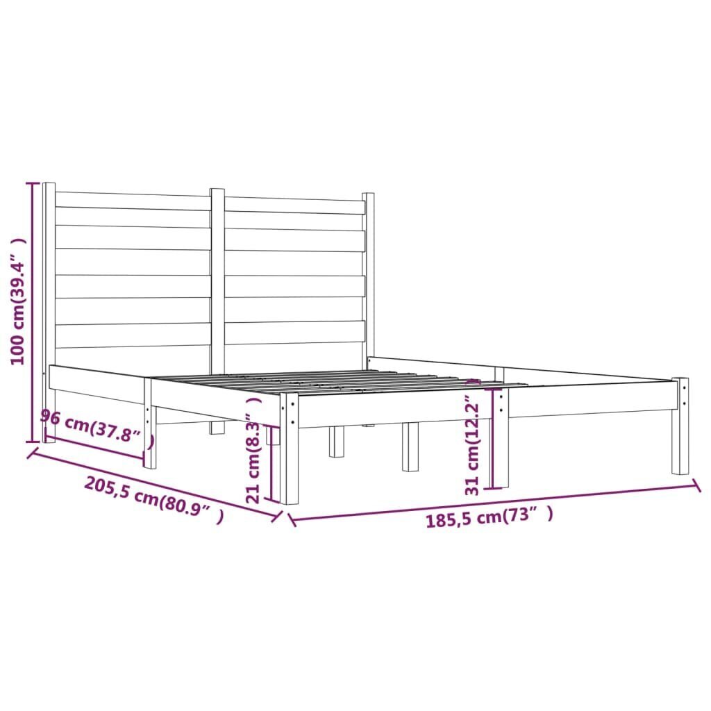 vidaXL Sängynrunko harmaa täysi mänty 180x200 cm 6FT Super King hinta ja tiedot | Sängyt | hobbyhall.fi