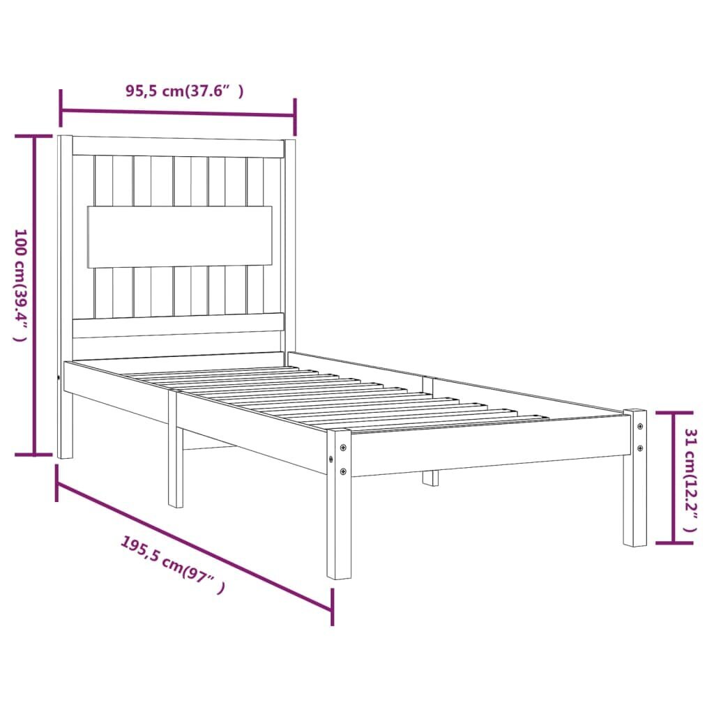 vidaXL Sängynrunko musta täysi mänty 90x190 cm 3FT Single hinta ja tiedot | Sängyt | hobbyhall.fi