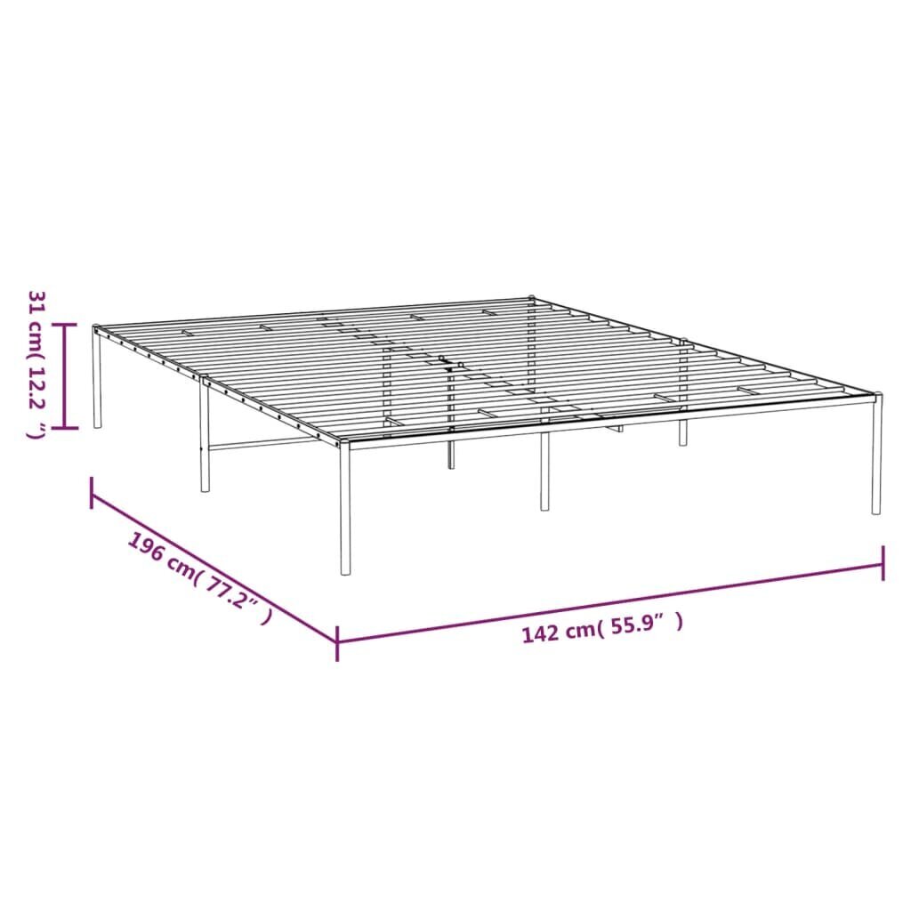 vidaXL Metallinen sängynrunko valkoinen 135x190 cm hinta ja tiedot | Sängyt | hobbyhall.fi