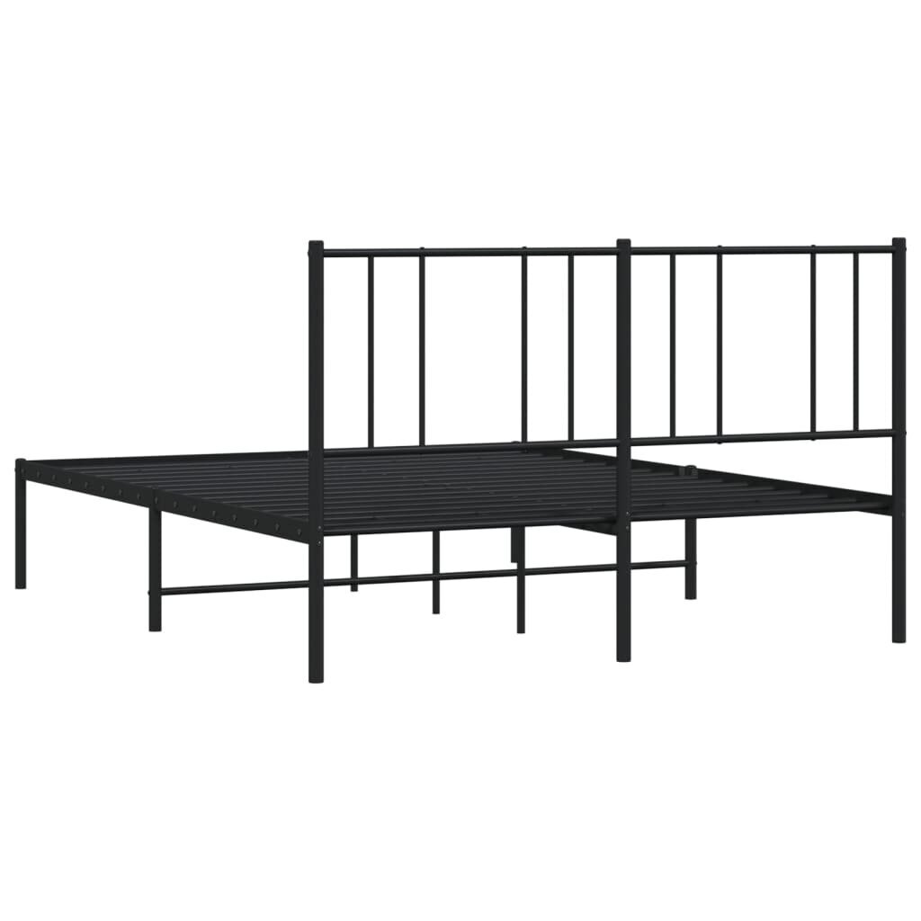 vidaXL Metallinen sängynrunko päädyllä musta 140x190 cm hinta ja tiedot | Sängyt | hobbyhall.fi