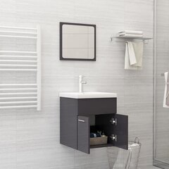 vidaXL 2-osainen kylpyhuoneen kalustesarja korkeak. harmaa lastulevy hinta ja tiedot | Kylpyhuonekalusteet | hobbyhall.fi