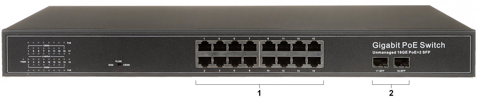 POE REITITIN GTX-B1-16-162SFP 16-PORTTINEN SFP-PORTTI hinta ja tiedot | Verkkokytkimet | hobbyhall.fi