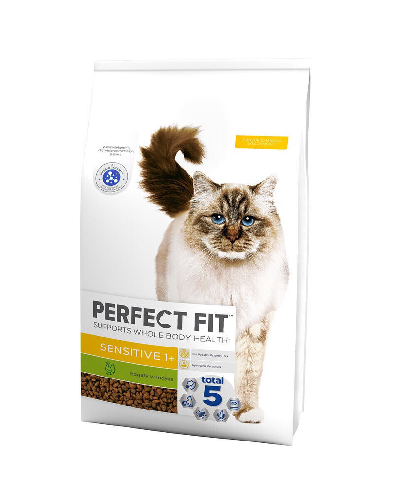 Perfect Fit Sensitive 1+ kissanruoka kalkkunanlihaa, 7 kg. hinta ja tiedot | Kissan kuivaruoka | hobbyhall.fi