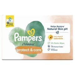 Pampers Harmonie Protect & Care kosteat vauvapyyhkeet, 9 pakettia hinta ja tiedot | Vauvojen kosteuspyyhkeet | hobbyhall.fi