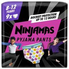 Pampers Ninjamas Pyjamahousut Sydän, 9 kpl, 27-43 kg hinta ja tiedot | Vaipat | hobbyhall.fi