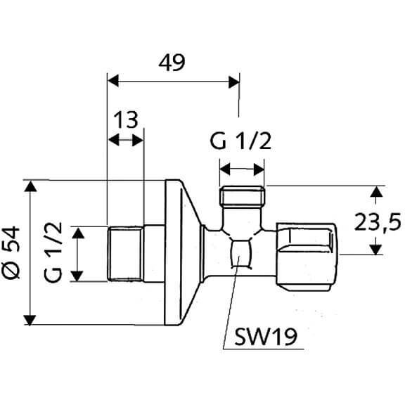 Kulmaventtiili Schell 1/2 '' x 1/2 '', d Ø15 mm hinta ja tiedot | Putkiliittimet ja venttiilit | hobbyhall.fi