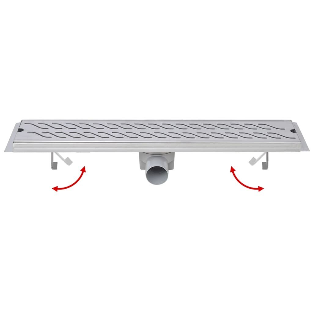 vidaXL Lineaarinen suihkukaivo Aalto 630x140 mm Ruostumaton teräs hinta ja tiedot | Lattiakaivot | hobbyhall.fi