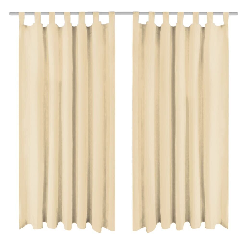 vidaXL Mikro-satiiniverhot silmukoilla 2 kpl 140x175 cm Beige hinta ja tiedot | Verhot | hobbyhall.fi