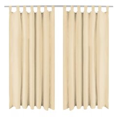 vidaXL Mikro-satiiniverhot silmukoilla 2 kpl 140x175 cm Beige hinta ja tiedot | Verhot | hobbyhall.fi