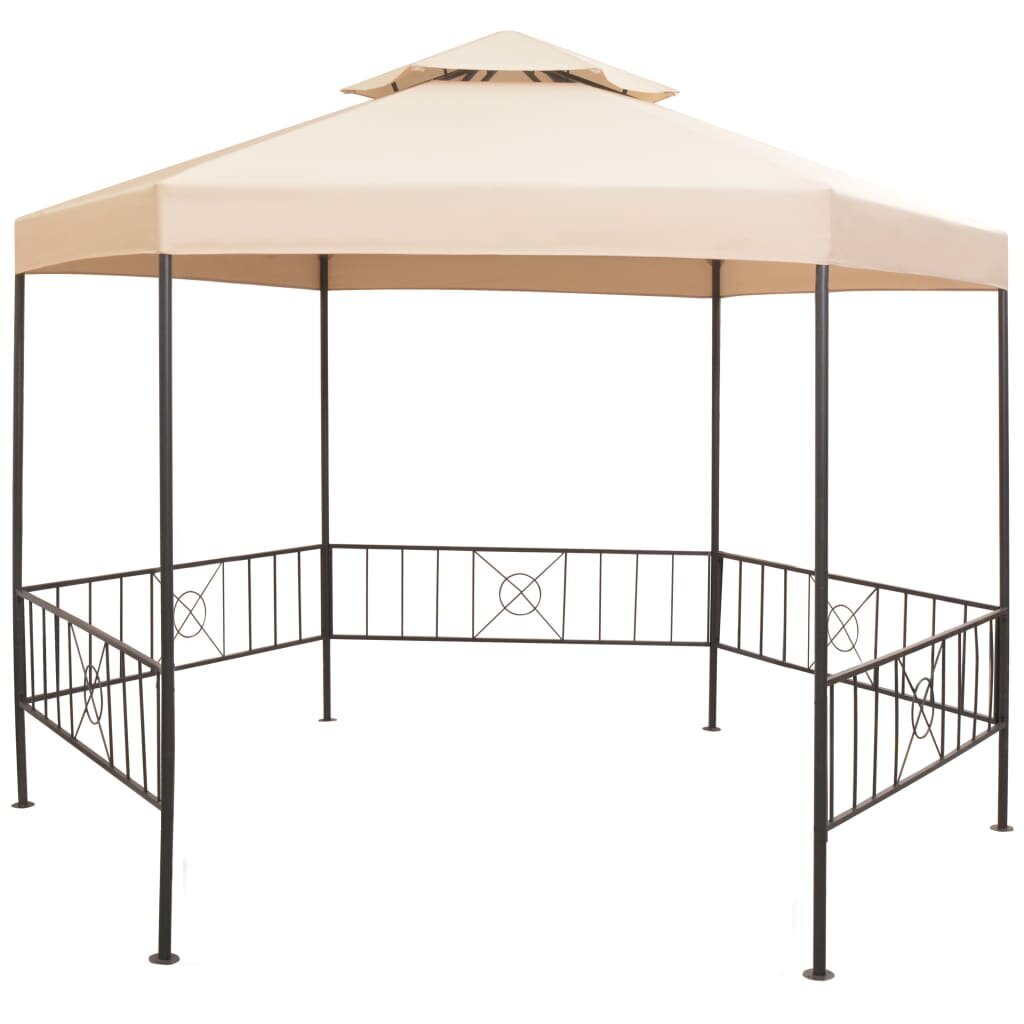 vidaXL Puutarhakatos/paviljonki kuusikulmio 323x265 cm beige hinta ja tiedot | Puutarhapaviljongit | hobbyhall.fi