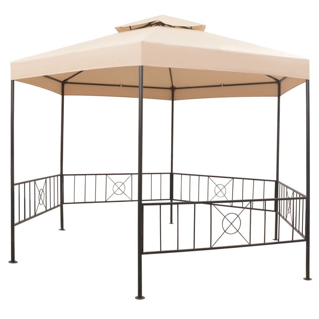 vidaXL Puutarhakatos/paviljonki kuusikulmio 323x265 cm beige hinta ja tiedot | Puutarhapaviljongit | hobbyhall.fi