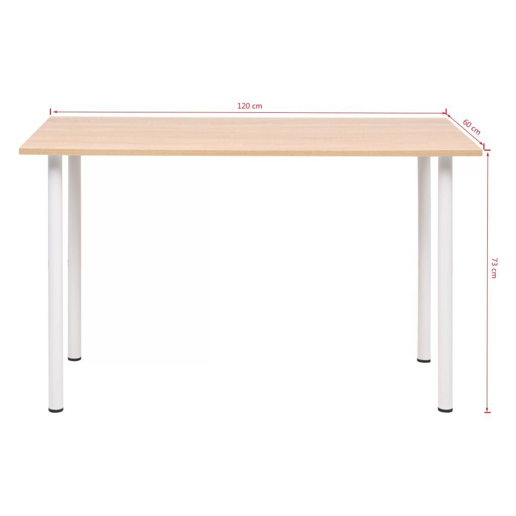 vidaXL Ruokapöytä 120x60x73 cm tammi ja valkoinen hinta ja tiedot | Ruokapöydät | hobbyhall.fi