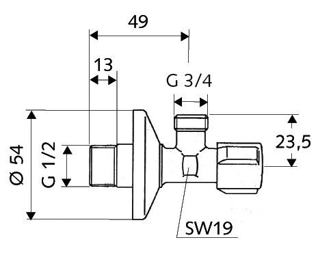 Yhdistelmäventtiili pesukoneeseen Schell 1/2'' x 3/4'' hinta ja tiedot | Putkiliittimet ja venttiilit | hobbyhall.fi